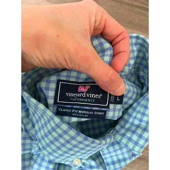 Vineyard Vines Performance Classic Fit Murray Button Up Shirt Men's L Blue Plaid - Picture 11 of 12
